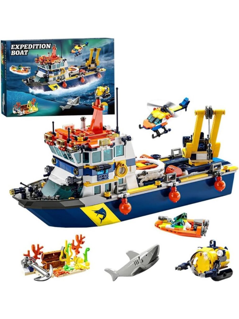 782-Piece Ocean Exploration Building Blocks Set | City Ship Model Kits & Toys